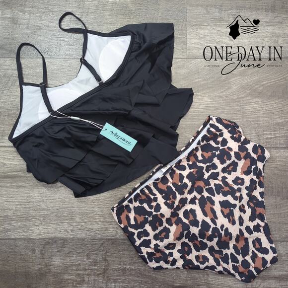 Adisputent Flounce High Waist Bikini Swimsuit Size S - Picture 7 of 7